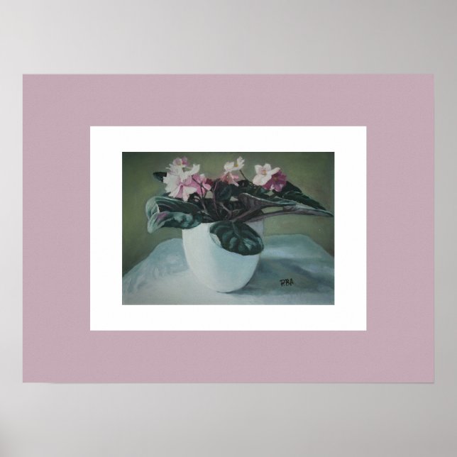 Happy birthday fine art vintage pink flowers poster (Front)