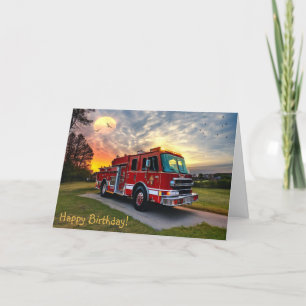 Happy Birthday Fire Engine Greeting Card