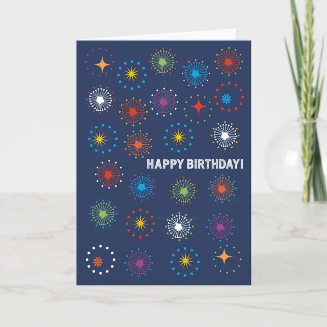Happy Birthday Fireworks Greeting Card (Front)