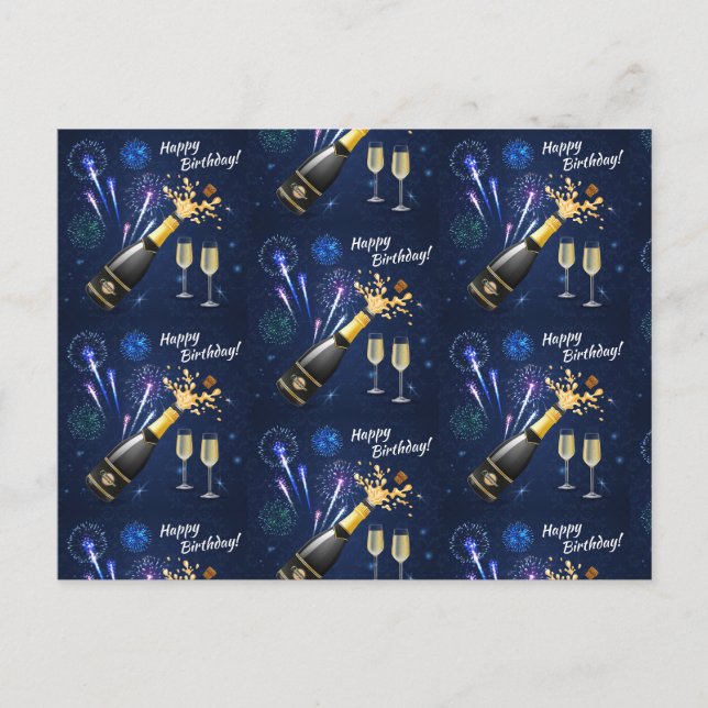 Happy Birthday Fireworks Postcard (Front)