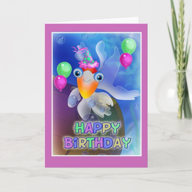 Happy Birthday Fish style 002 Card (Front)