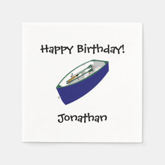 Happy Birthday Fishing Boat Paper Napkins