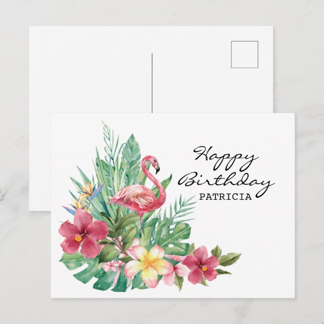 Happy Birthday Flamingo Postcard (Front/Back)