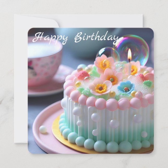 Happy Birthday Flat Card for Little Princesses (Front)