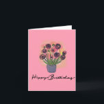 Happy Birthday Floral Bouquet Pink Blank Inside Card<br><div class="desc">Happy Birthday Floral Bouquet Pink Blank Inside Card by © Cathy Thompson. So sweet and thoughtful. Wish someone a Happy Birthday with this adorable card. The inside is blank for you to personalize with your own sentiments.</div>