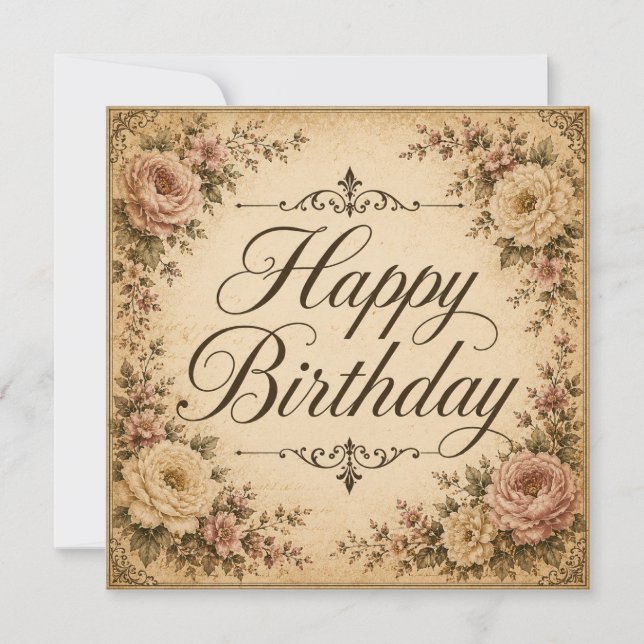 happy birthday floral card  (Front)
