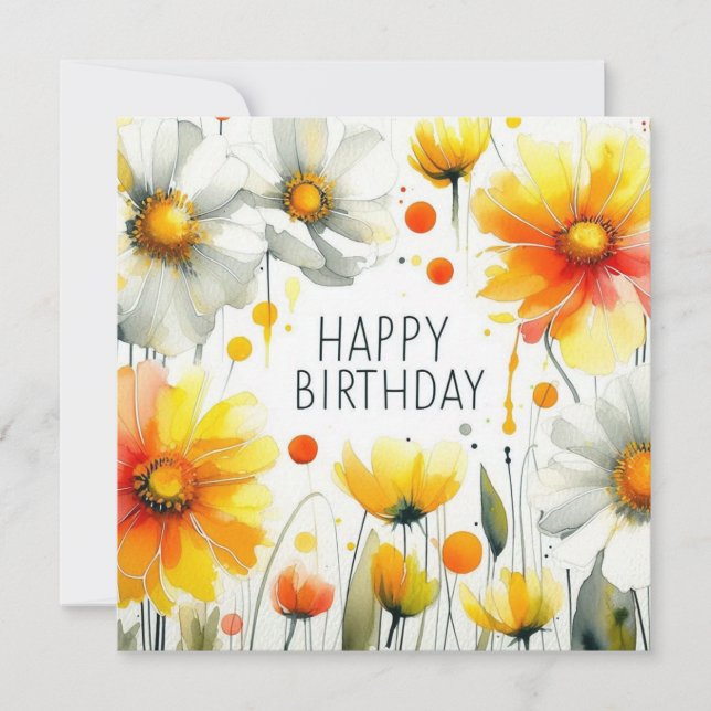 happy birthday floral card  (Front)