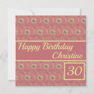 Happy Birthday Floral gold plum design Custom Card