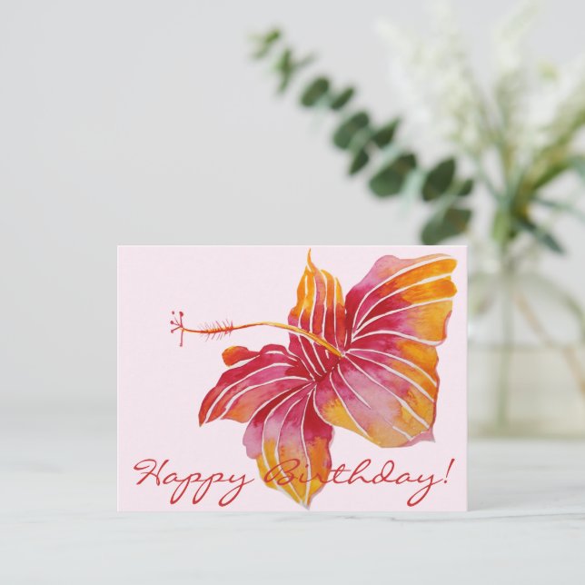 Happy Birthday  | Floral Hawaii Postcard (Standing Front)