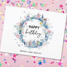 Happy Birthday Floral House Wreath Real Estate  
