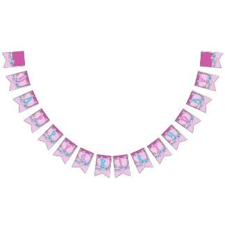 Happy Birthday Floral Pink Purple Polka Dots Party Bunting Flags