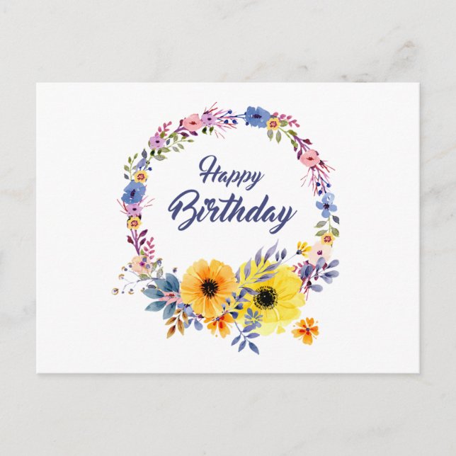 Happy Birthday Floral Postcard (Front)