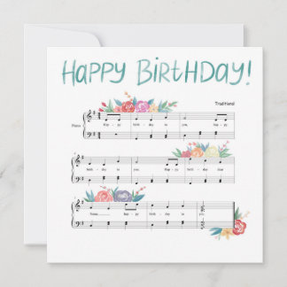 Happy Birthday Floral Sheet Music Card