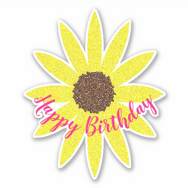 Happy Birthday Floral Sunflower Curved Text Unique (Front)