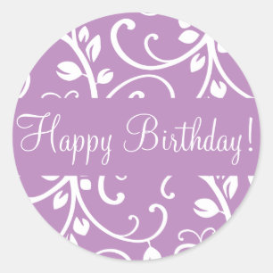 Happy Birthday Floral Vine Envelope Sticker Seal