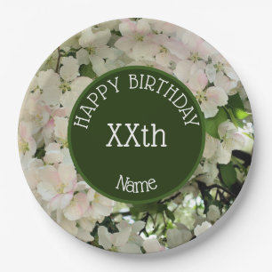 Happy Birthday Flower Blossoms Personalized Paper Plate