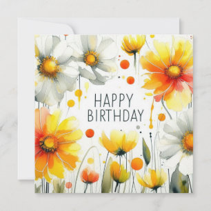 happy birthday flower frame card