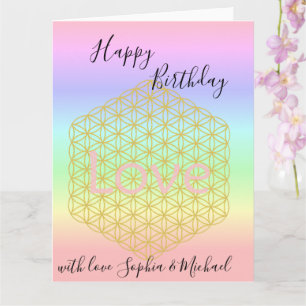 Happy Birthday flower of life Love Mandala Card