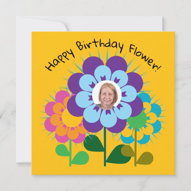 Happy Birthday Flower Retro postcard (Front)