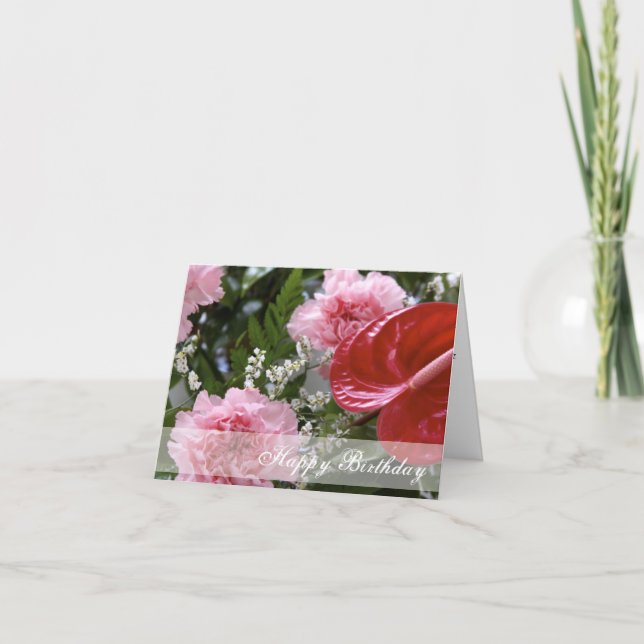 Happy Birthday Flowers Bouquet Card (Front)