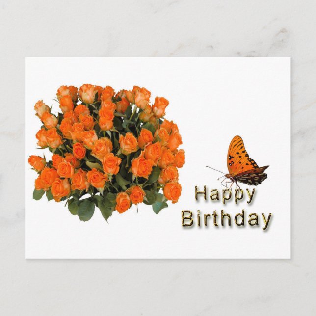 Happy Birthday Flowers Butterfly  Postcard (Front)