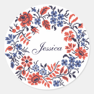 Happy Birthday Flowers cycle Classic Round Sticker