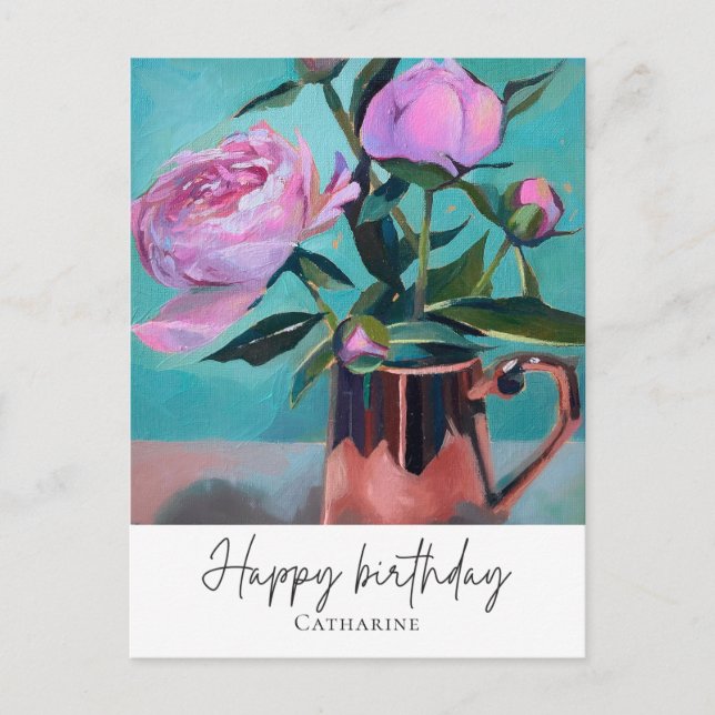 Happy Birthday Flowers Postcard (Front)