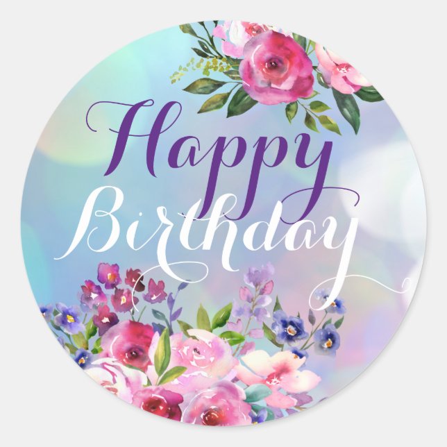 Happy Birthday Flowers Stickers (Front)