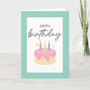 Happy Birthday Folded Card with Green Border