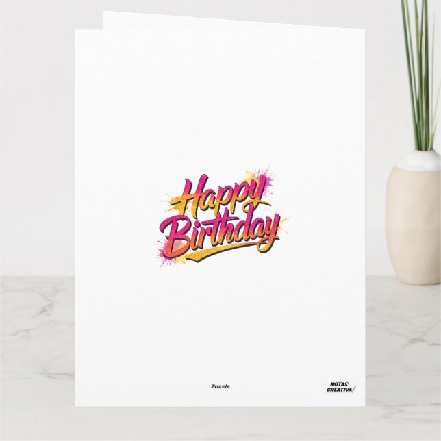Happy Birthday Folded Greeting Card (Back)