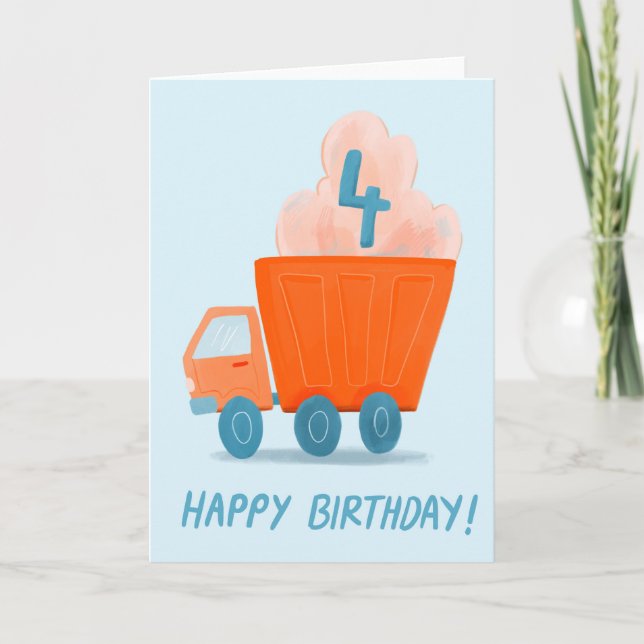 Happy Birthday for 4 Year Old Truck Card (Front)