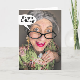 Happy Birthday For Anyone Funny Old Lady Bra Money Holiday Card