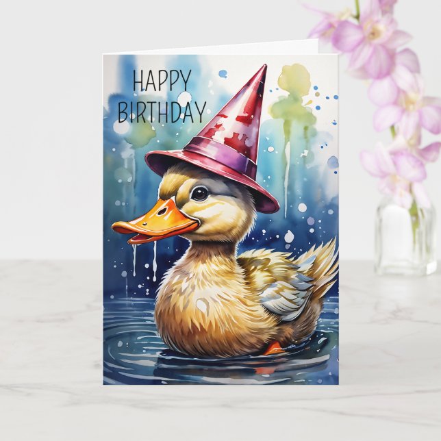 Happy Birthday! for anyone who like ducks Card (Orchid)