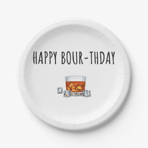 Happy Birthday for Bourbon Lover Paper Plate