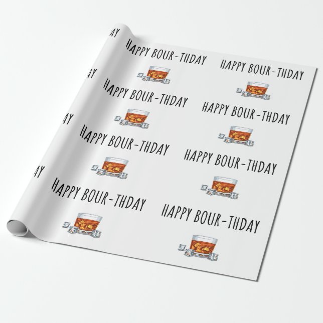Happy Birthday for Bourbon Lover Wrapping Paper (Unrolled)