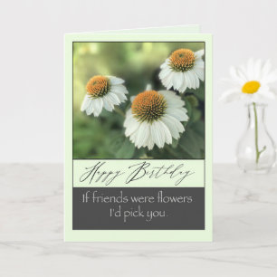 Happy Birthday for friend pretty white flowers  Card