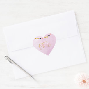 Happy Birthday for Her Hearts String Heart Sticker
