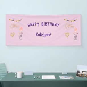 Happy Birthday for Her Personalized Heart Balloons Banner