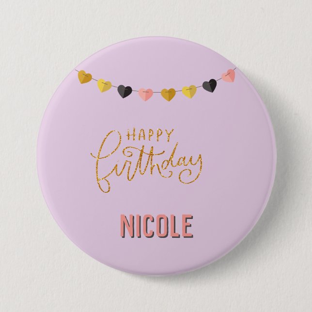 Happy Birthday for Her Personalized with Name 3 Inch Round Button (Front)