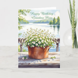 Happy Birthday for Mom Flowers in Copper pot Card