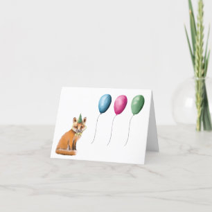 Happy Birthday Fox and Balloons greeting card