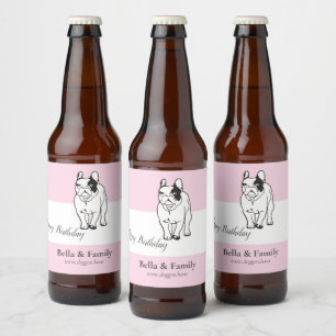 Happy Birthday French Bulldog Beer Bottle Label