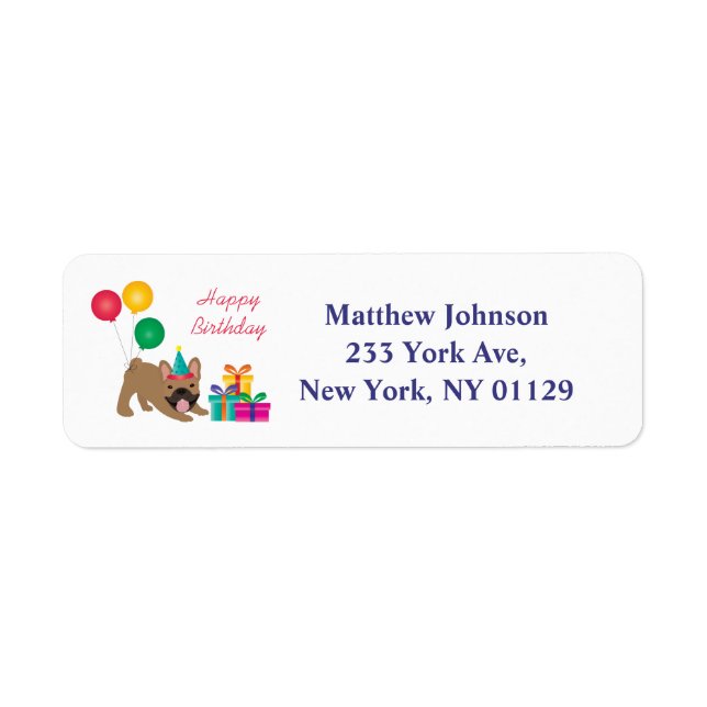 Happy Birthday French Bulldog Colorful (Front)