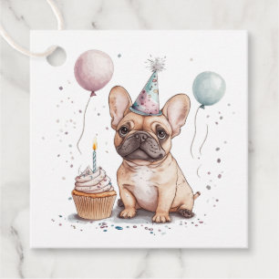 Happy Birthday French Bulldog Favour Tags