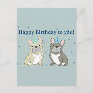 Happy birthday French, bulldog Invitation Postcard