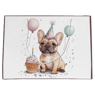Happy Birthday French Bulldog Large Gift Bag