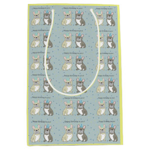 Happy birthday French, bulldog Medium Gift Bag