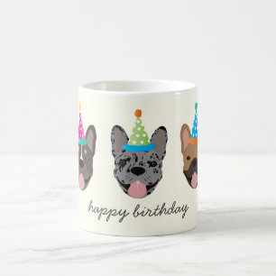 Happy Birthday French Bulldog Party Hats Coffee Mug