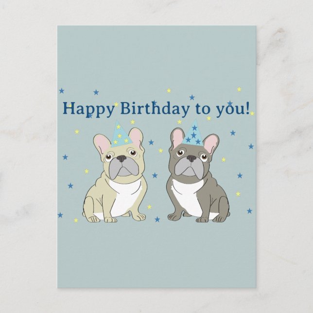 Happy birthday French, bulldog Postcard (Front)