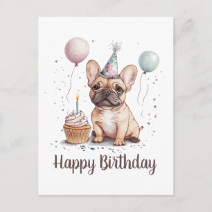 Happy Birthday French Bulldog Postcard